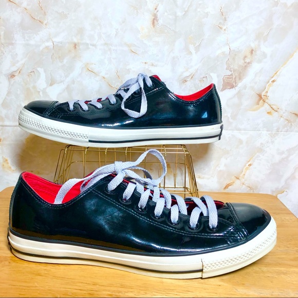 CONVERSE Black Leather All Stars Low-Top Sneakers